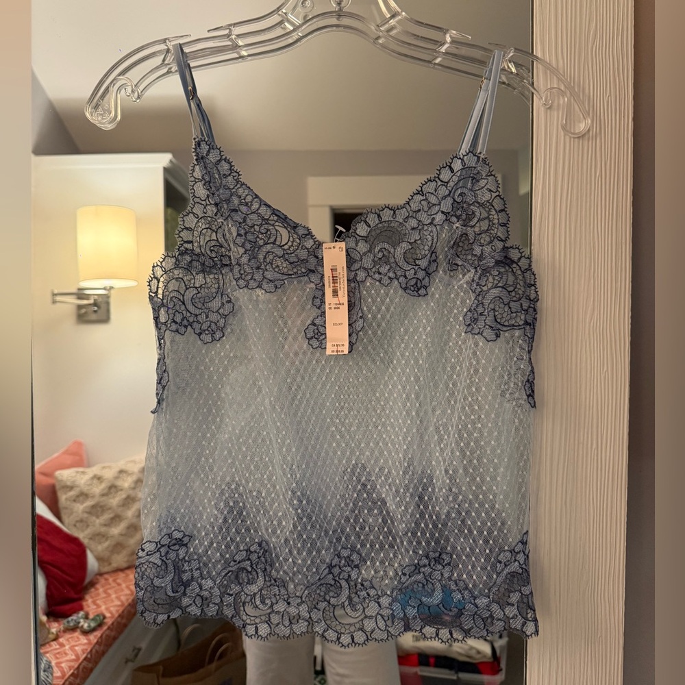 Victoria's Secret Lace-Trim Sheer Camisole in Light Blue